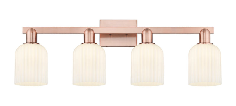 Innovations 716-4W-AC-G559-5GWH Four Light Bath Vanity, Antique Copper