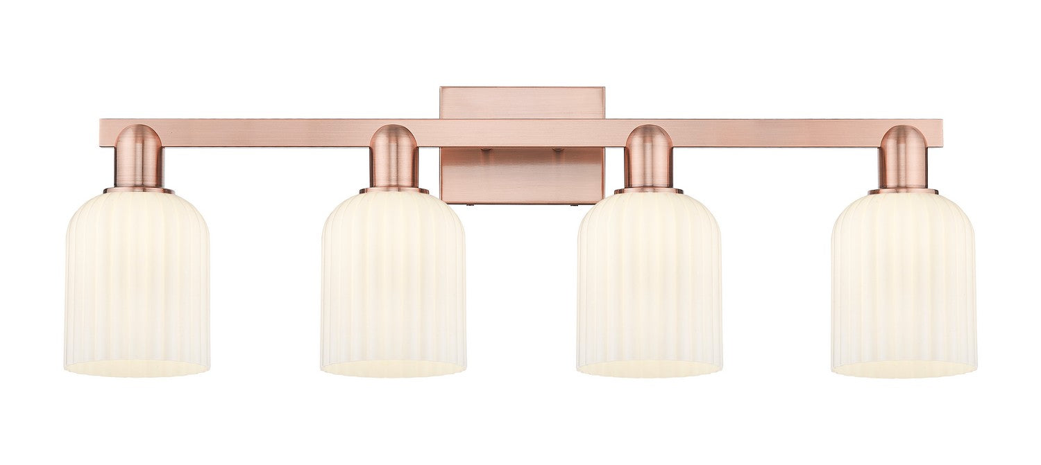 Innovations 716-4W-AC-G559-5GWH Four Light Bath Vanity, Antique Copper