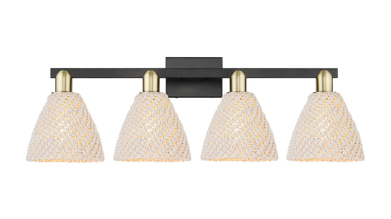 Innovations 716-4W-BAB-NBD-75-NAT Four Light Bath Vanity, Black Antique Brass