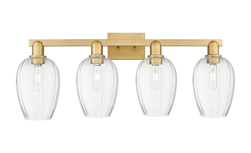 Innovations 716-4W-BB-G457-6CL Four Light Bath Vanity, Brushed Brass