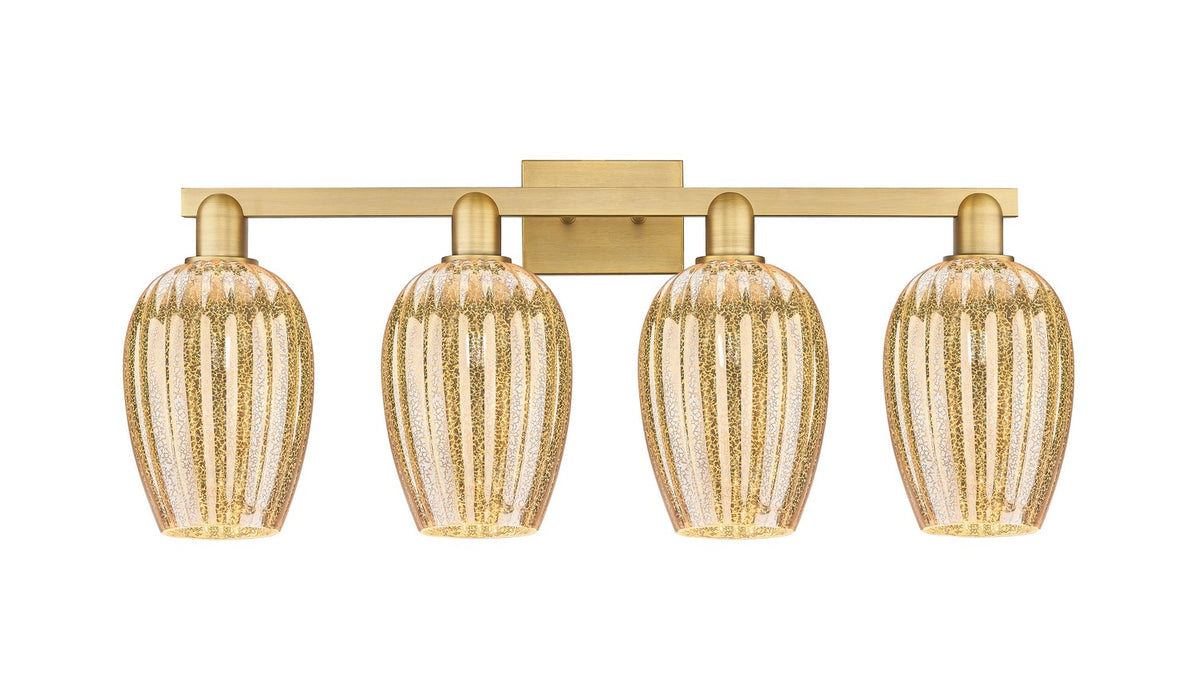 Innovations 716-4W-BB-G457-6ME Four Light Bath Vanity, Brushed Brass