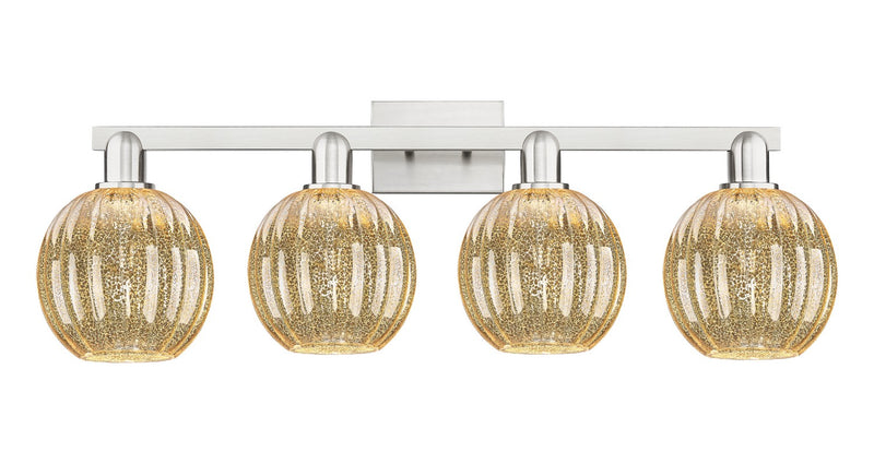 Innovations 716-4W-SN-G458-7ME Four Light Bath Vanity, Brushed Satin Nickel