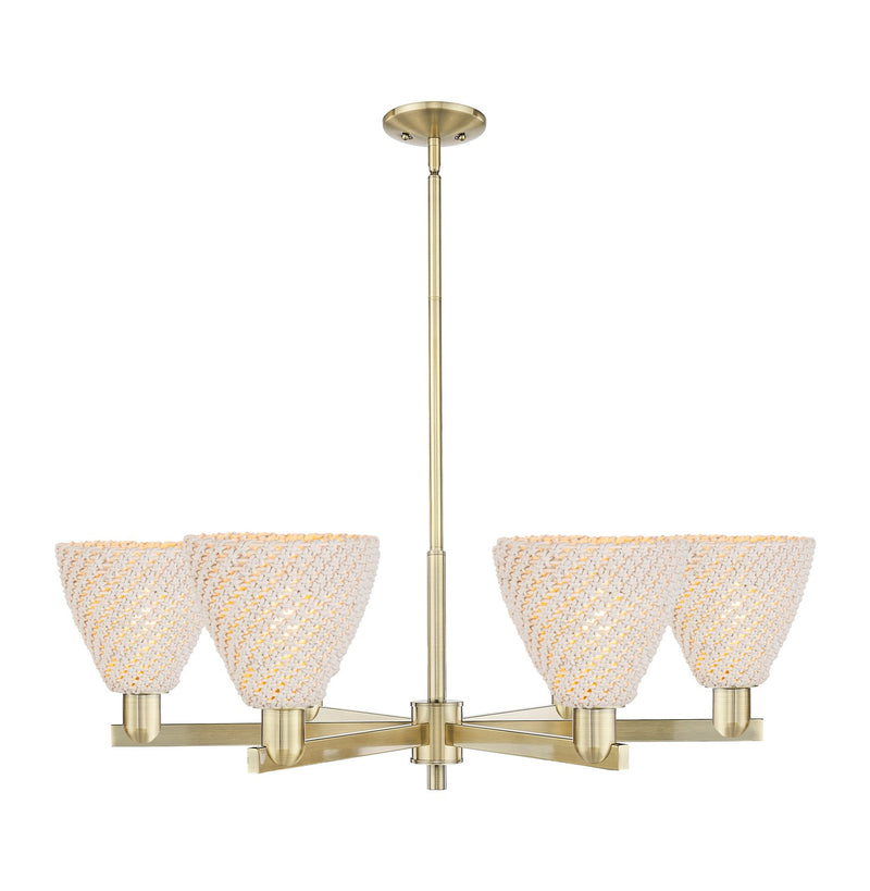 Innovations 716-6CR-AB-NBD-75-NAT Six Light Chandelier, Antique Brass