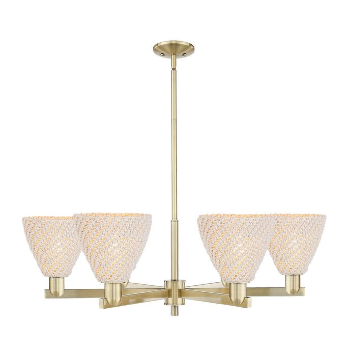 Innovations 716-6CR-AB-NBD-75-NAT Six Light Chandelier, Antique Brass