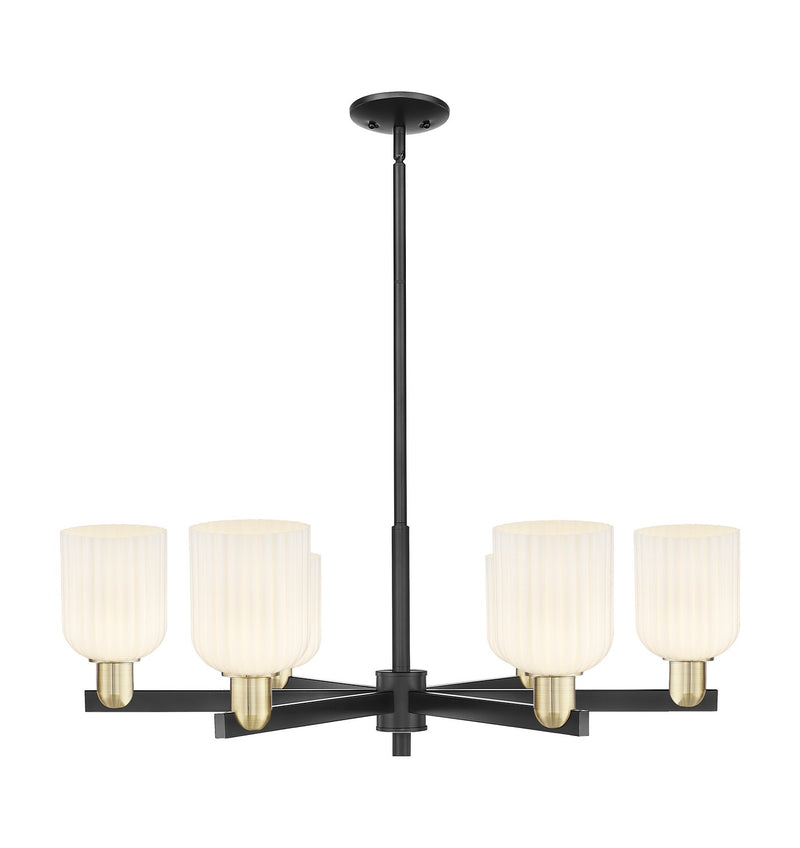 Innovations 716-6CR-BAB-G559-5GWH Six Light Chandelier, Black Antique Brass