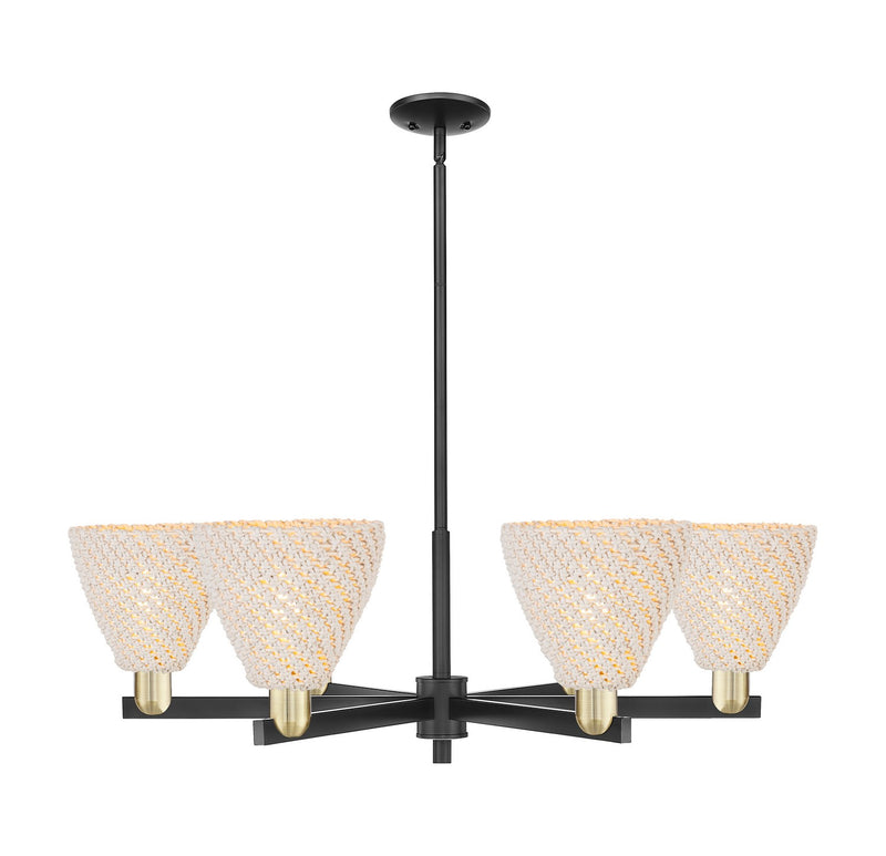 Innovations 716-6CR-BAB-NBD-75-NAT Six Light Chandelier, Black Antique Brass