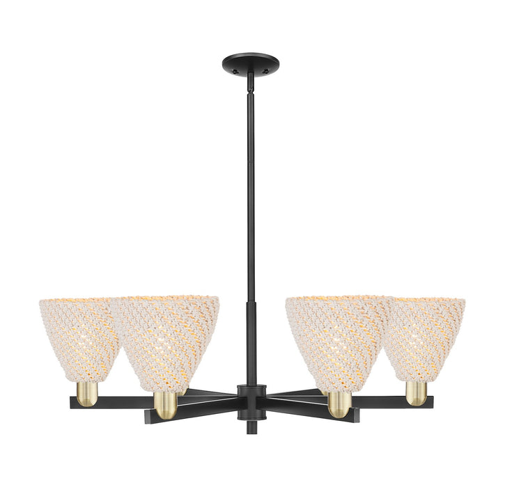 Innovations 716-6CR-BAB-NBD-75-NAT Six Light Chandelier, Black Antique Brass
