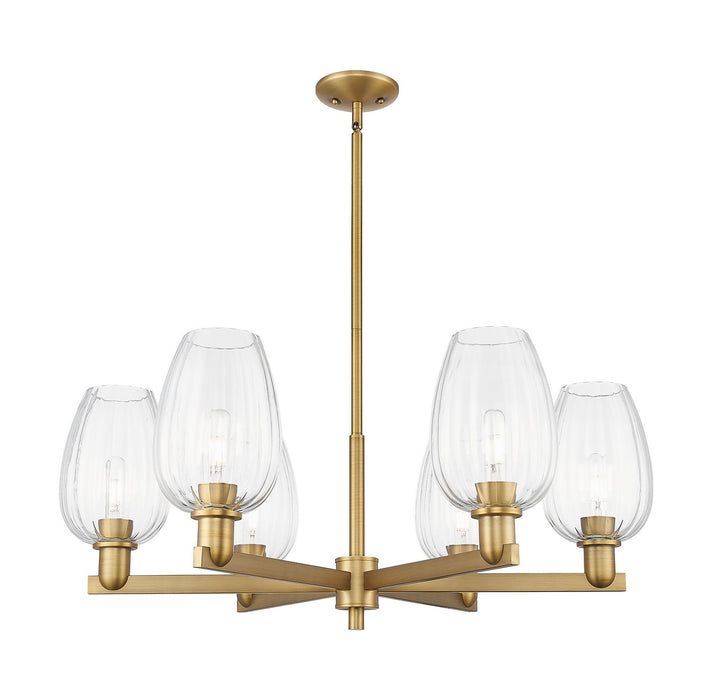 Innovations 716-6CR-BB-G457-6CL Six Light Chandelier, Brushed Brass
