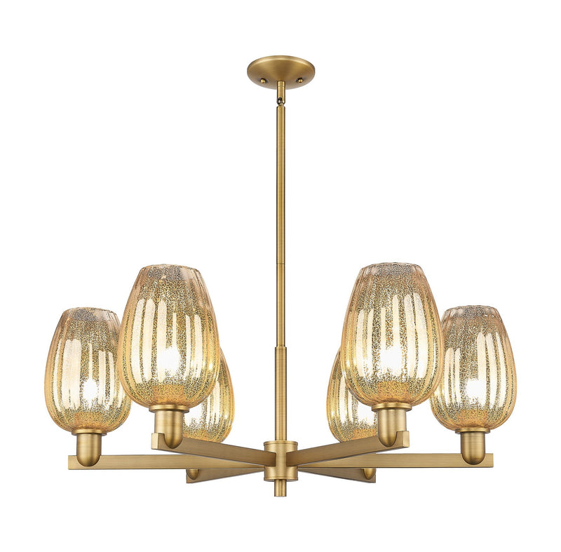 Innovations 716-6CR-BB-G457-6ME Six Light Chandelier, Brushed Brass