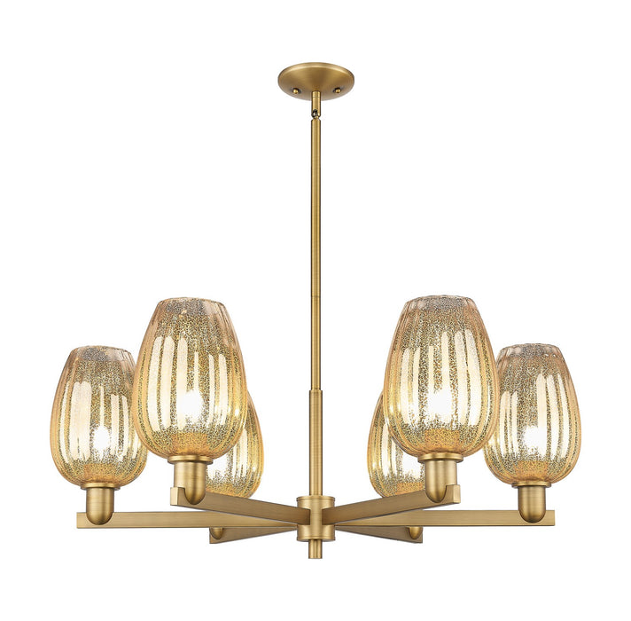 Innovations 716-6CR-BB-G457-6ME Six Light Chandelier, Brushed Brass