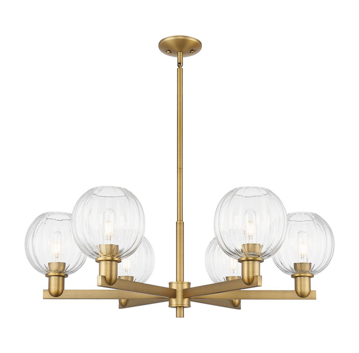 Innovations 716-6CR-BB-G458-7CL Six Light Chandelier, Brushed Brass