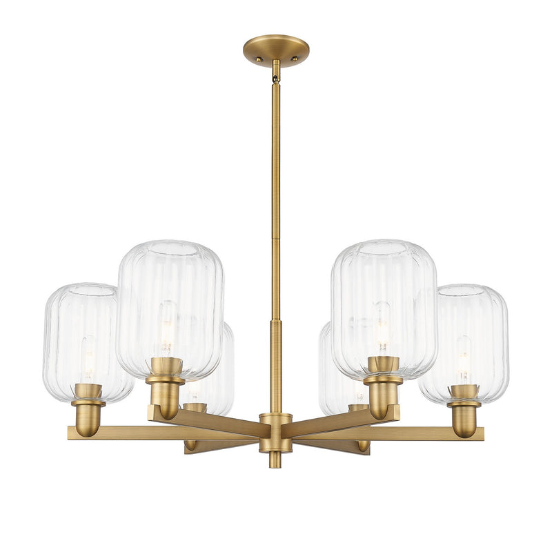 Innovations 716-6CR-BB-G460-7CL Six Light Chandelier, Brushed Brass
