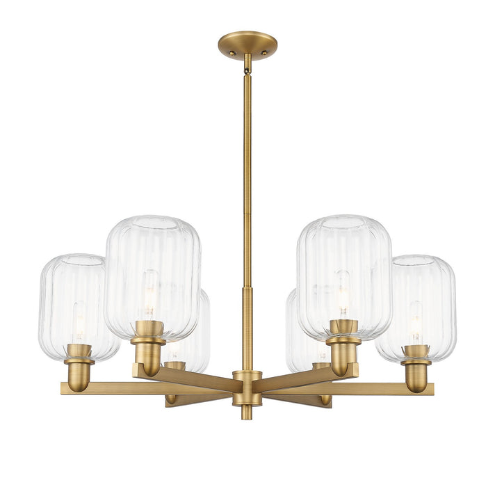 Innovations 716-6CR-BB-G460-7CL Six Light Chandelier, Brushed Brass