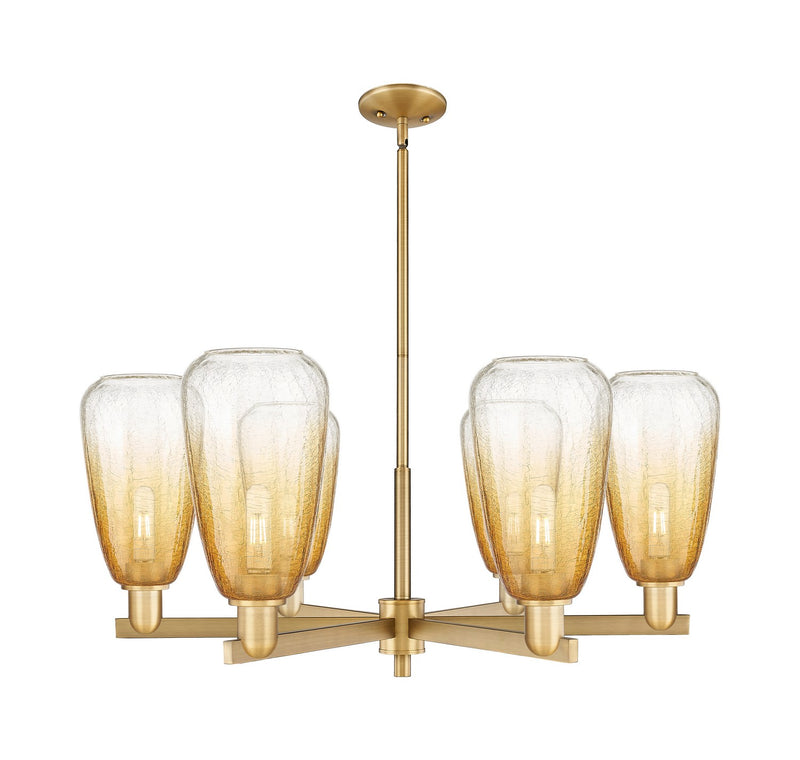 Innovations 716-6CR-BB-G480-6AM Six Light Chandelier, Brushed Brass