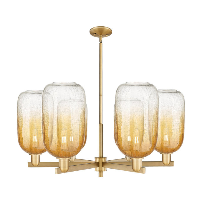 Innovations 716-6CR-BB-G482-7AM Six Light Chandelier, Brushed Brass