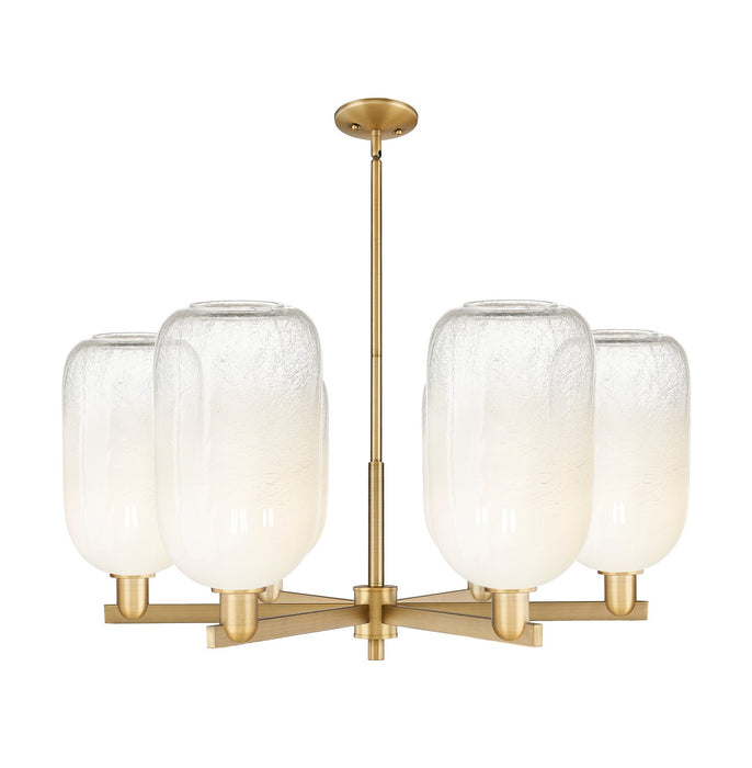 Innovations 716-6CR-BB-G482-7OP Six Light Chandelier, Brushed Brass