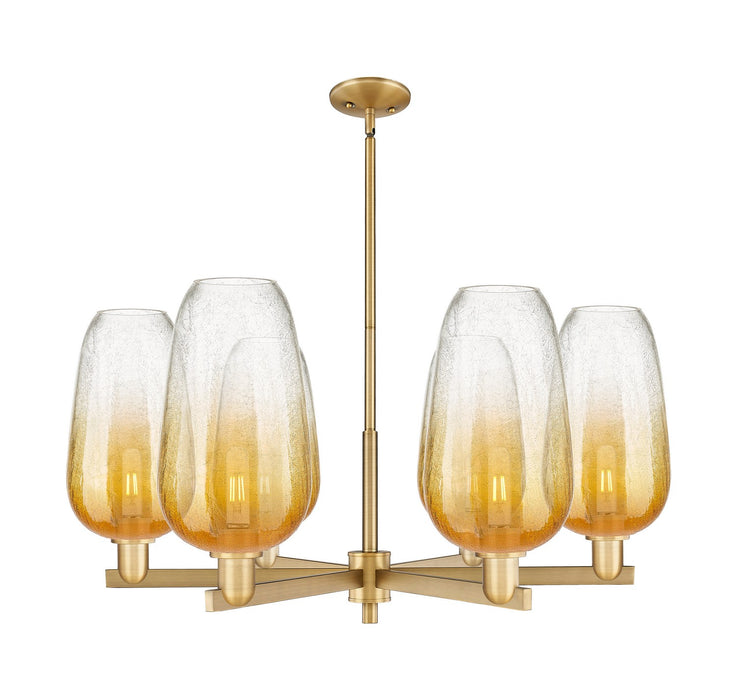Innovations 716-6CR-BB-G484-7AM Six Light Chandelier, Brushed Brass