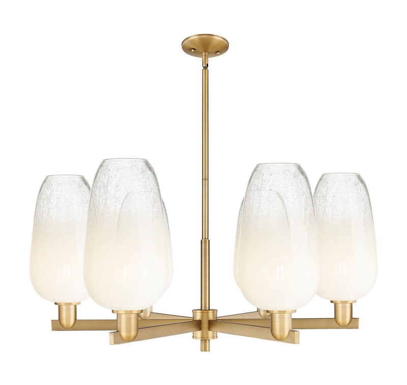 Innovations 716-6CR-BB-G484-7OP Six Light Chandelier, Brushed Brass
