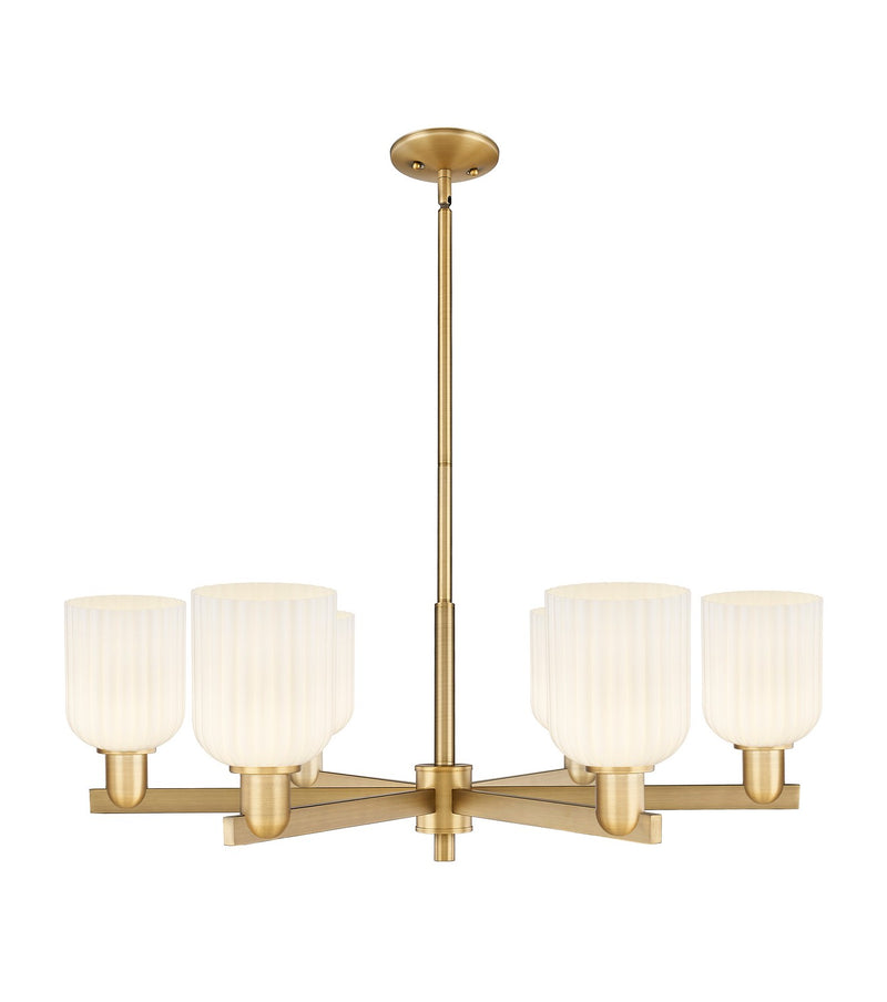 Innovations 716-6CR-BB-G559-5GWH Six Light Chandelier, Brushed Brass
