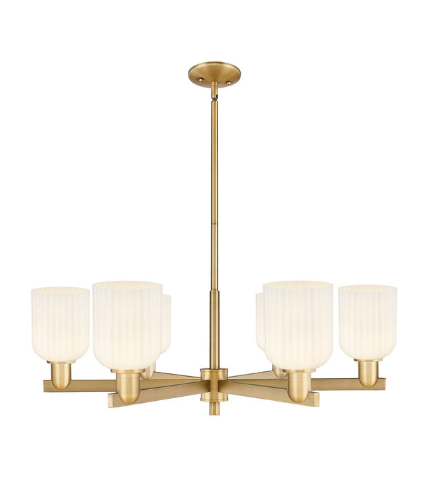 Innovations 716-6CR-BB-G559-5GWH Six Light Chandelier, Brushed Brass