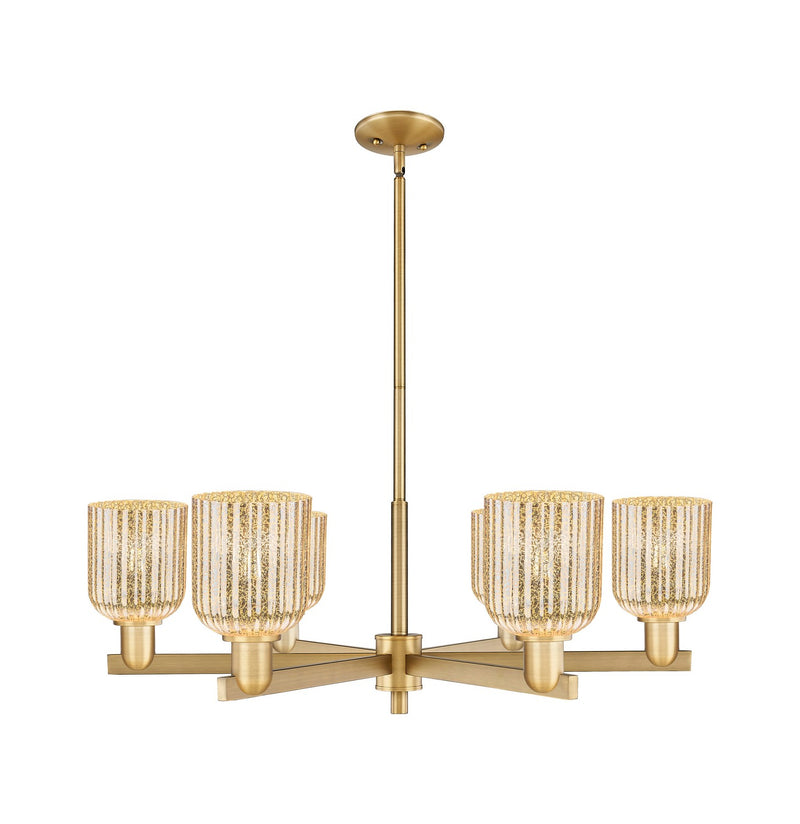 Innovations 716-6CR-BB-G559-5ME Six Light Chandelier, Brushed Brass