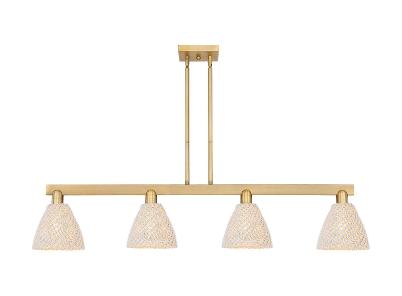 Innovations 716-6CR-BB-NBD-75-NAT Six Light Chandelier, Brushed Brass
