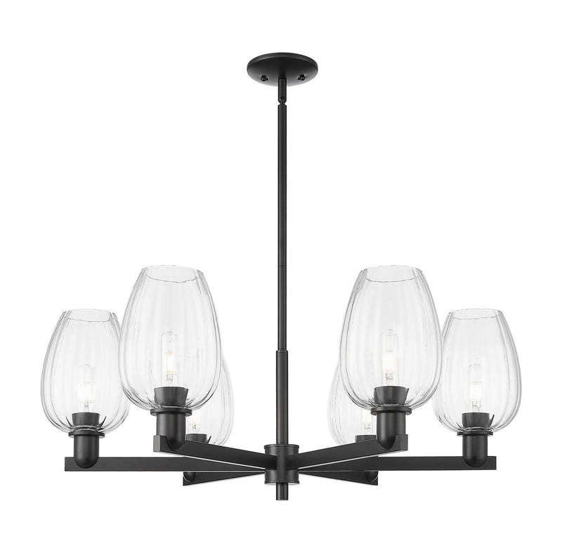 Innovations 716-6CR-BK-G457-6CL Six Light Chandelier, Matte Black