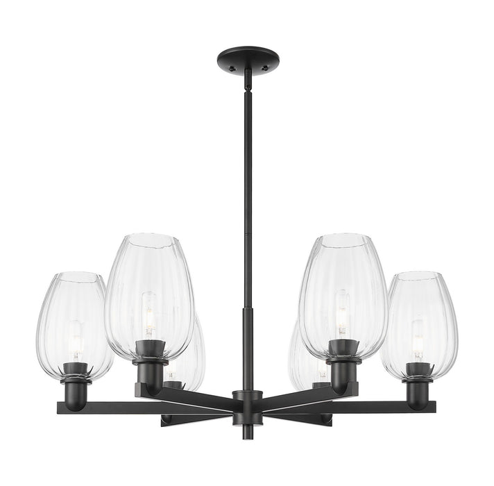 Innovations 716-6CR-BK-G457-6CL Six Light Chandelier, Matte Black