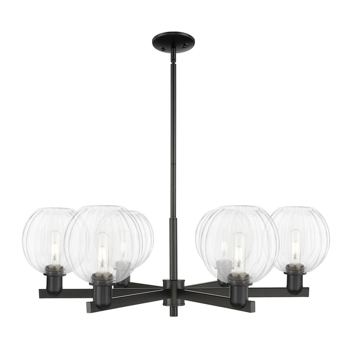 Innovations 716-6CR-BK-G458-7CL Six Light Chandelier, Matte Black