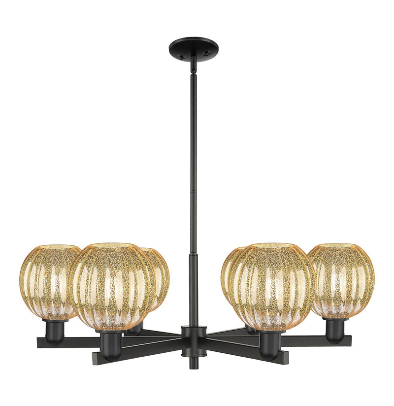 Innovations 716-6CR-BK-G458-7ME Six Light Chandelier, Matte Black