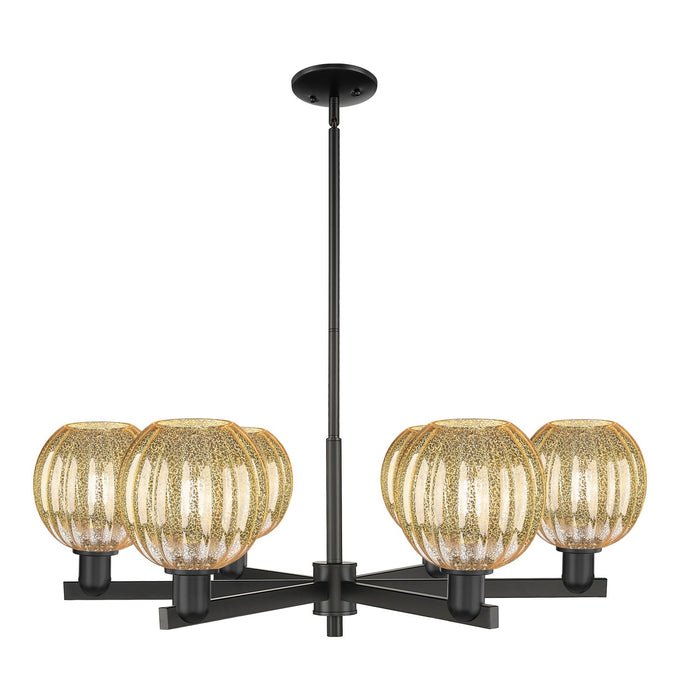 Innovations 716-6CR-BK-G458-7ME Six Light Chandelier, Matte Black