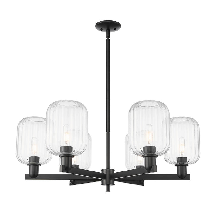 Innovations 716-6CR-BK-G460-7CL Six Light Chandelier, Matte Black