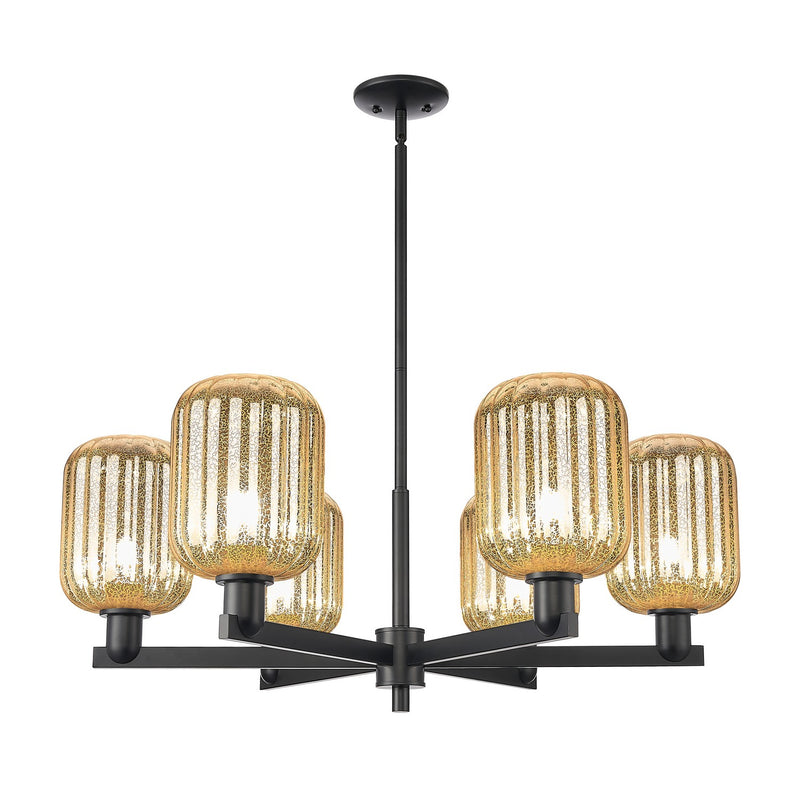 Innovations 716-6CR-BK-G460-7ME Six Light Chandelier, Matte Black