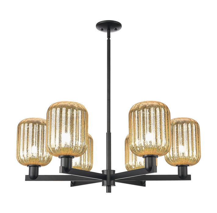 Innovations 716-6CR-BK-G460-7ME Six Light Chandelier, Matte Black