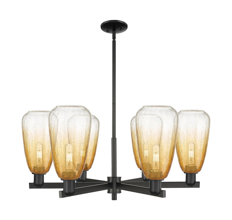 Innovations 716-6CR-BK-G480-6AM Six Light Chandelier, Matte Black