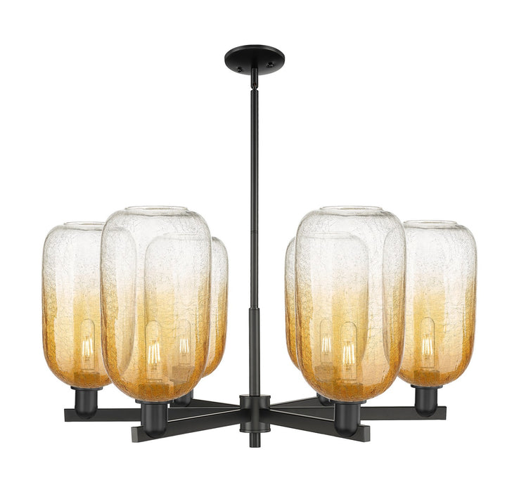 Innovations 716-6CR-BK-G482-7AM Six Light Chandelier, Matte Black