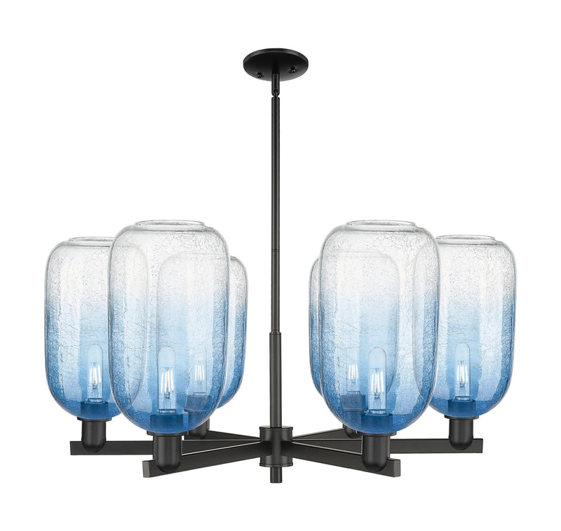 Innovations 716-6CR-BK-G482-7SB Six Light Chandelier, Matte Black