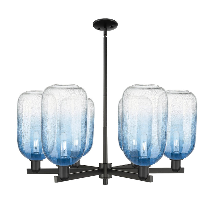 Innovations 716-6CR-BK-G482-7SB Six Light Chandelier, Matte Black