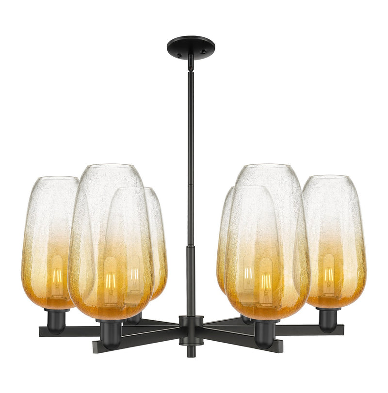 Innovations 716-6CR-BK-G484-7AM Six Light Chandelier, Matte Black