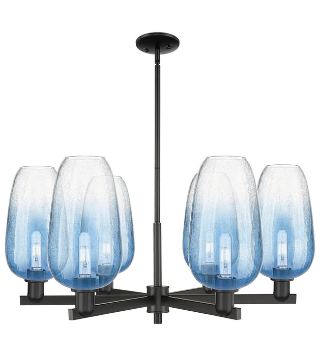 Innovations 716-6CR-BK-G484-7SB Six Light Chandelier, Matte Black