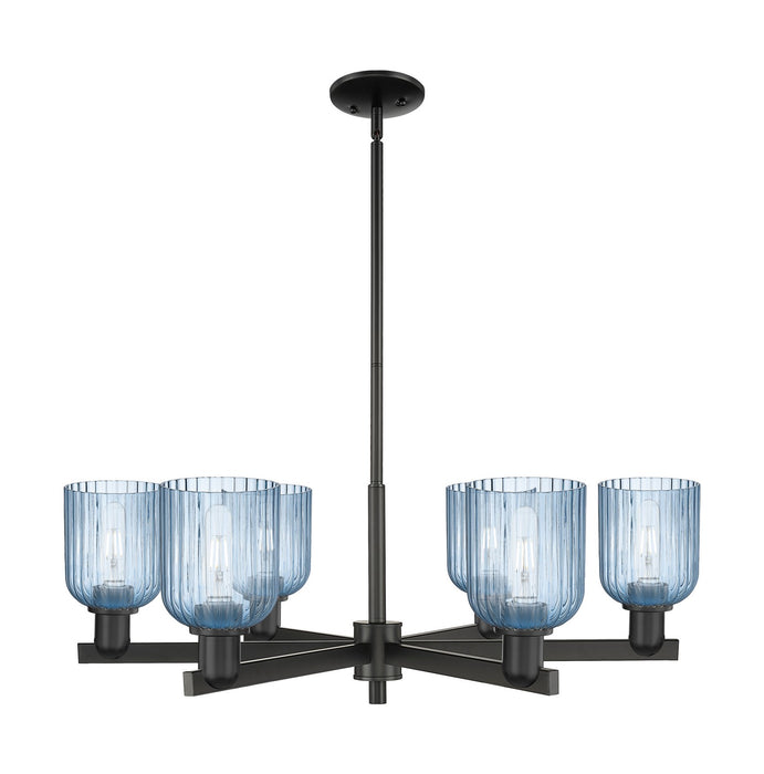 Innovations 716-6CR-BK-G559-5BL Six Light Chandelier, Matte Black