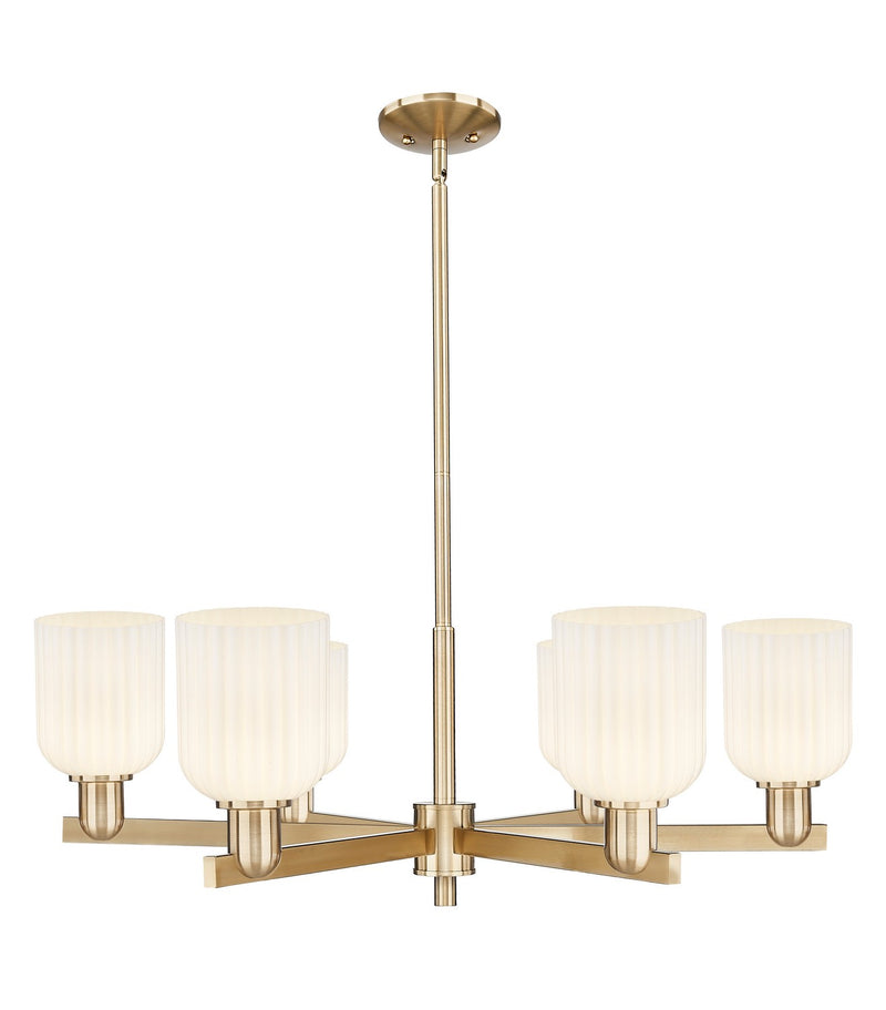 Innovations 716-6CR-CB-G559-5GWH Six Light Chandelier, Champagne Bronze