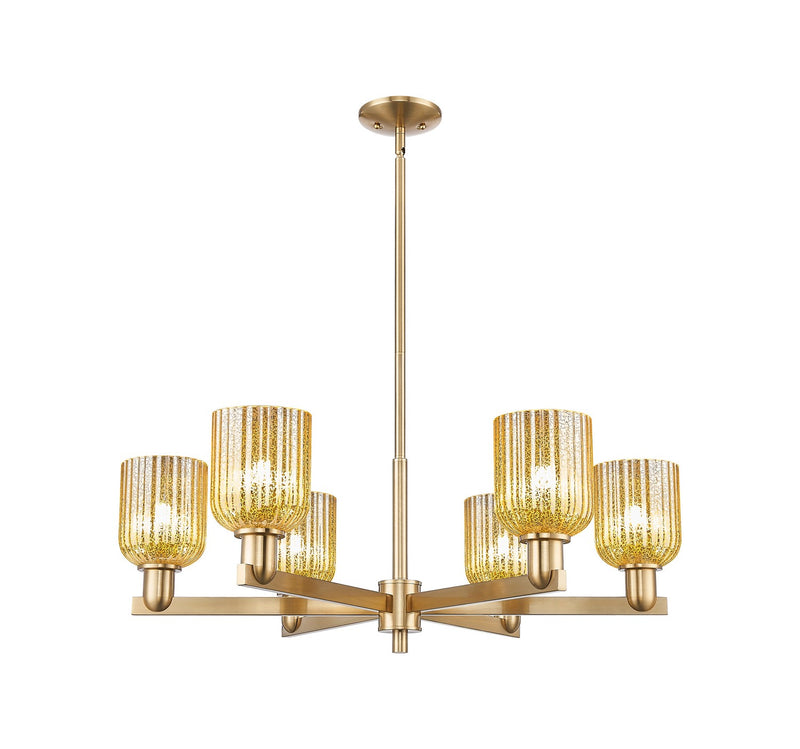 Innovations 716-6CR-CB-G559-5ME Six Light Chandelier, Champagne Bronze