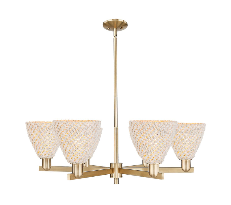 Innovations 716-6CR-CB-NBD-75-NAT Six Light Chandelier, Champagne Bronze