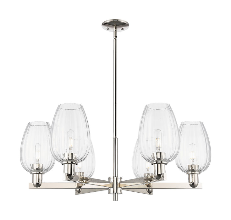 Innovations 716-6CR-PN-G457-6CL Six Light Chandelier, Polished Nickel