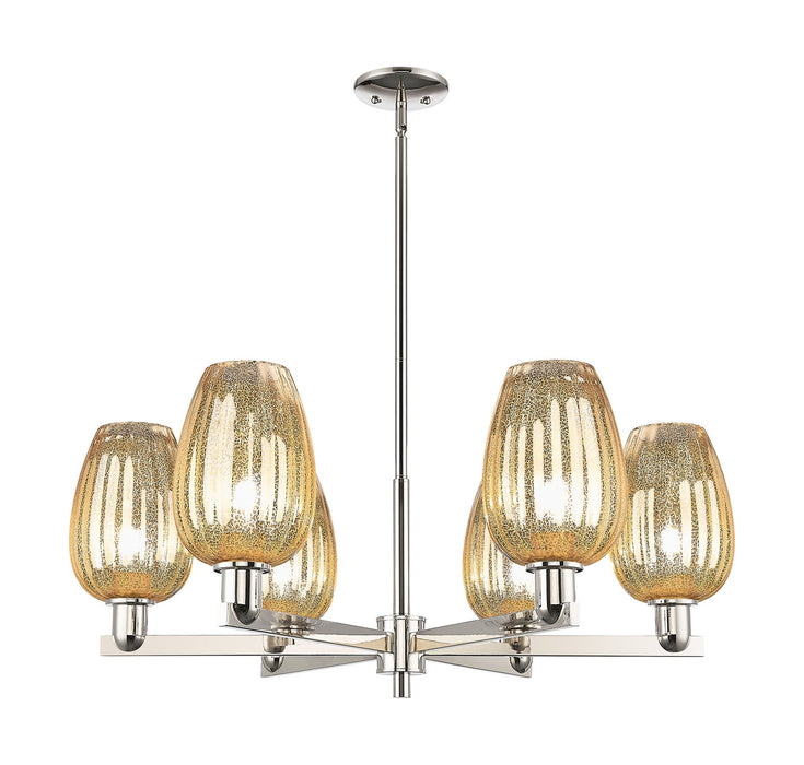 Innovations 716-6CR-PN-G457-6ME Six Light Chandelier, Polished Nickel