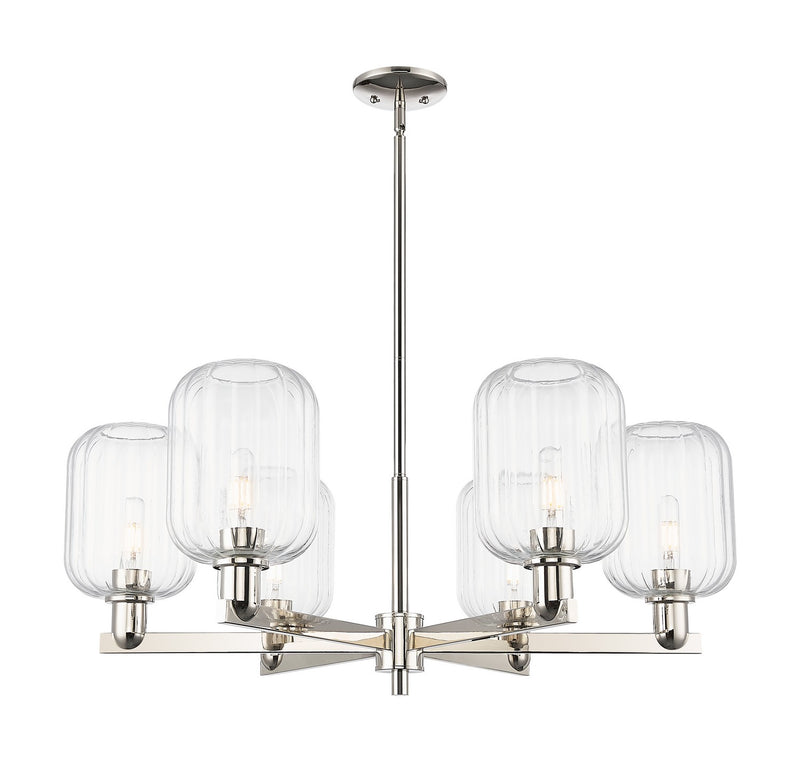 Innovations 716-6CR-PN-G460-7CL Six Light Chandelier, Polished Nickel