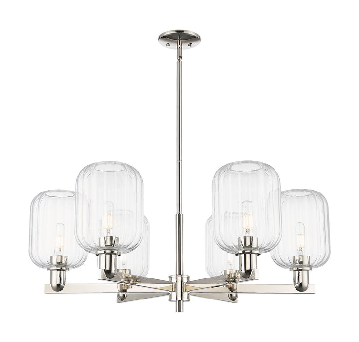 Innovations 716-6CR-PN-G460-7CL Six Light Chandelier, Polished Nickel