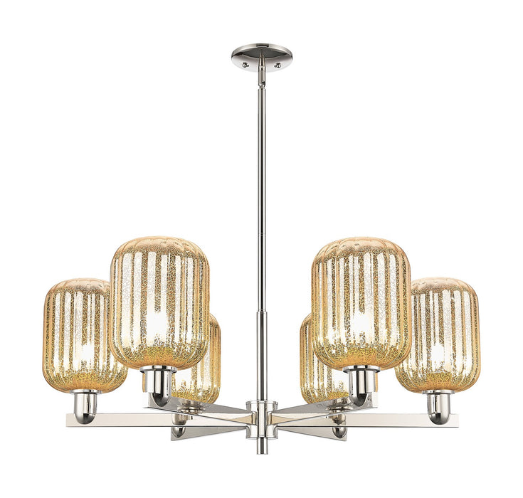 Innovations 716-6CR-PN-G460-7ME Six Light Chandelier, Polished Nickel