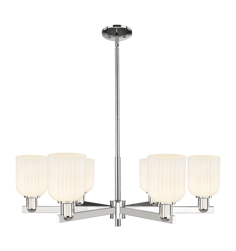 Innovations 716-6CR-PN-G559-5GWH Six Light Chandelier, Polished Nickel